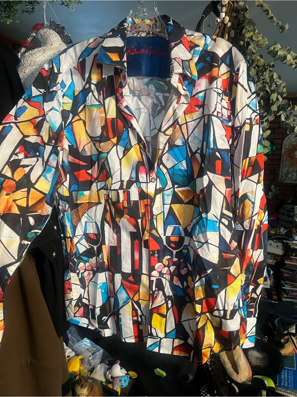 Robert Graham Multicolor Stained-Glass Print Shirt Jacket